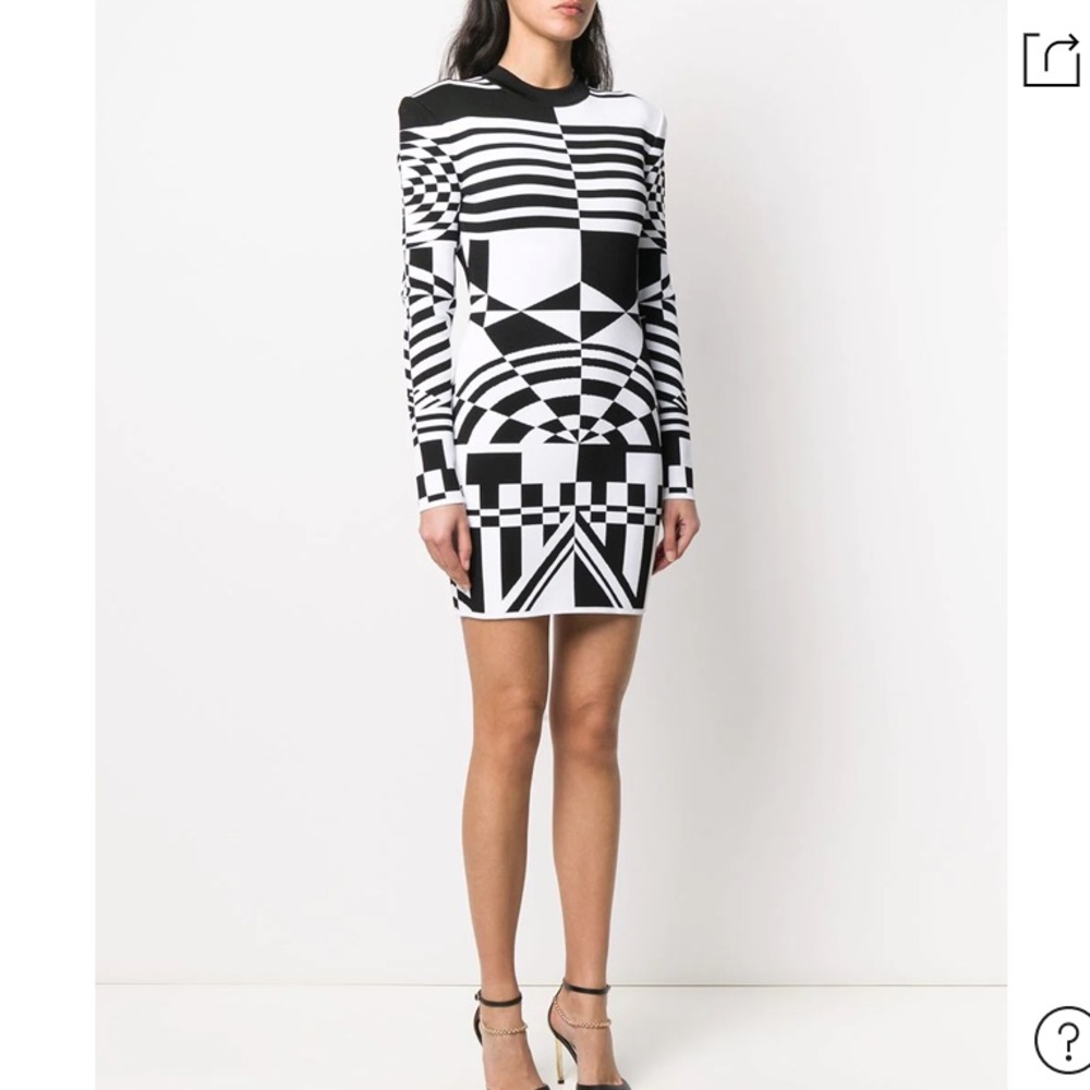 Balmain Geometric Pattern Short Dress Size 42 US Size 10
